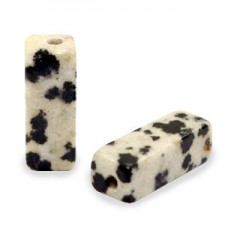 Tube natural stone bead 13x5mm Spotted stone greige black